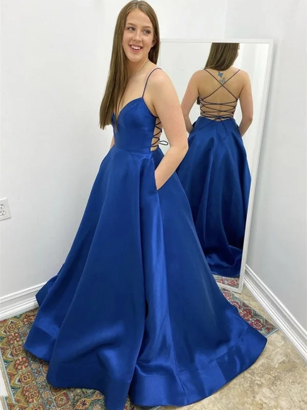 evening gown for special occasions-Simple V Neck Backless Royal Blue Prom with Pocket, Backless Royal Blue Formal, Royal Blue Evening