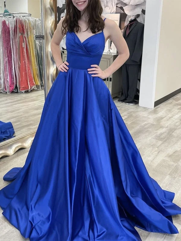 sheer back evening dress-V Neck Backless Royal Blue Long Prom Dresses, Backless Royal Blue Formal Dresses, Royal Blue Evening Dresses