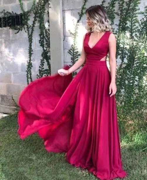 glamorous evening gown-V Neck Prom Dresses Floor Length under 100