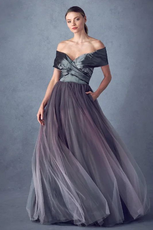 cap sleeve evening gown-AN1095