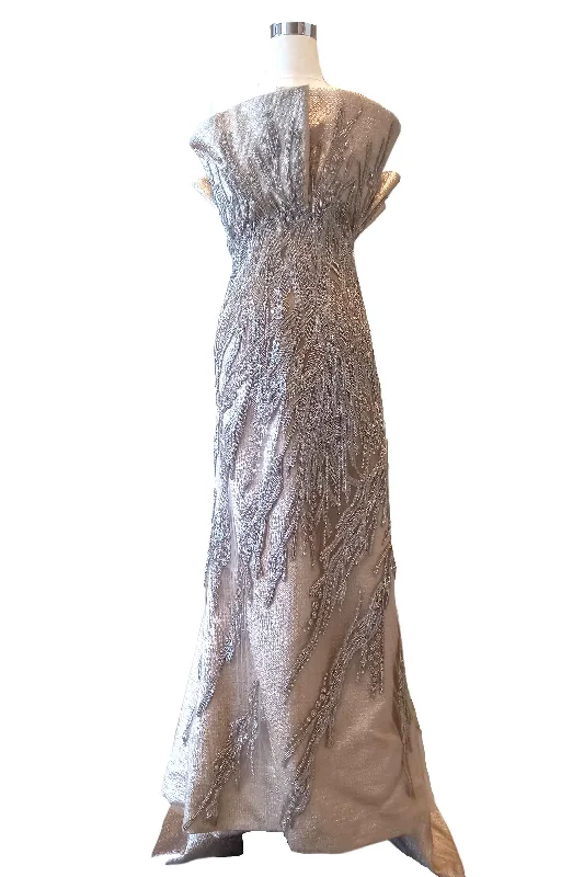 vintage-inspired evening gown-Rent : Albert Yanuar - Gold Ruffles Mermaid Gown