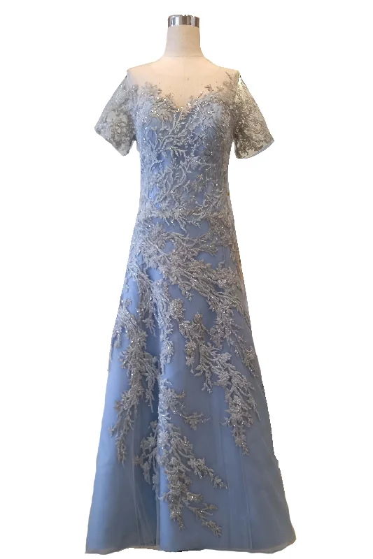 asymmetrical evening gown-Rent : Albert Yanuar - Blue Embroidery Mermaid Gown