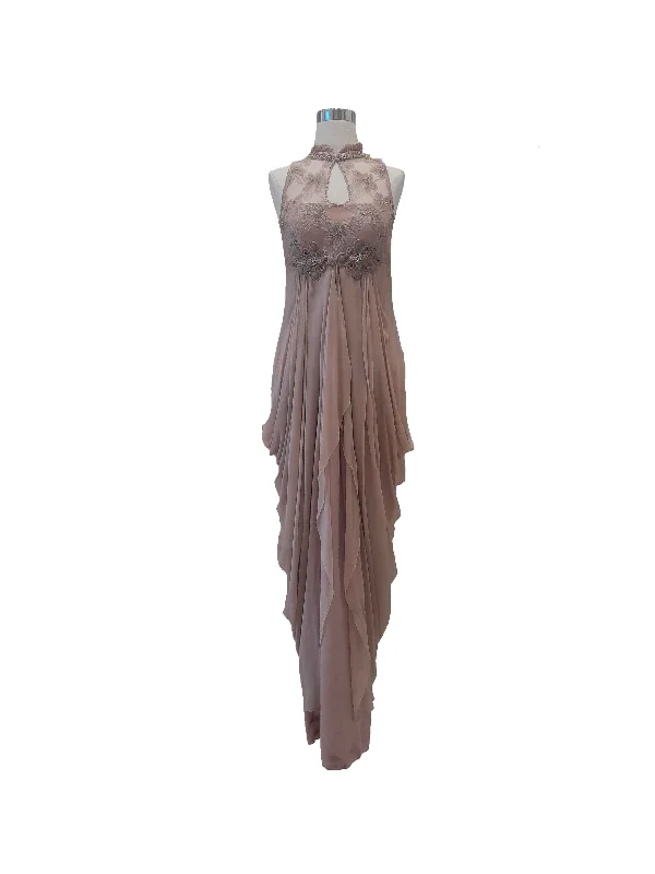 modest evening dress-Rent: Studio 133 by Biyan Nude Pink Gown