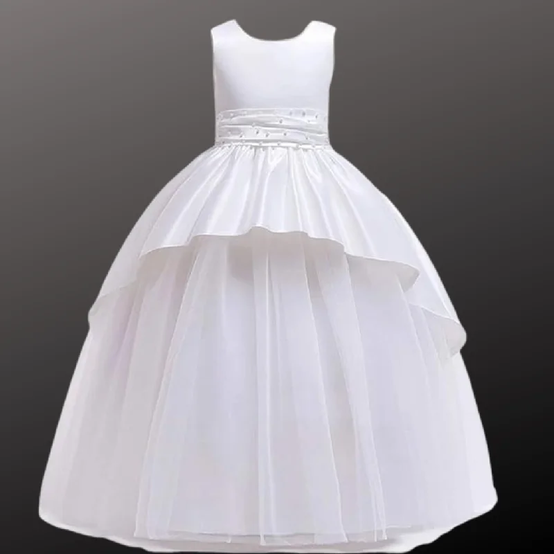 halter neck evening dress-GownLink Christening Gown or Holy Communion Girls Long Sleeves Frock GLHC-3