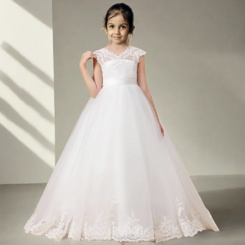 floor-length evening gown-GownLink Holy Communion Flower Girl Dresses Floor Length First Communion HLC2