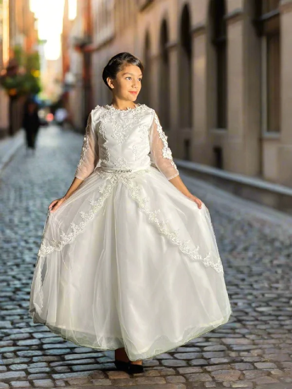 evening gown with pleated skirt-GownLink Holycommunion Dress for Your Little Princess HLC5