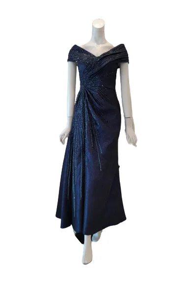 velvet evening gown-Rent : Albert Yanuar - Navy Blue Sabrina Mermaid Gown