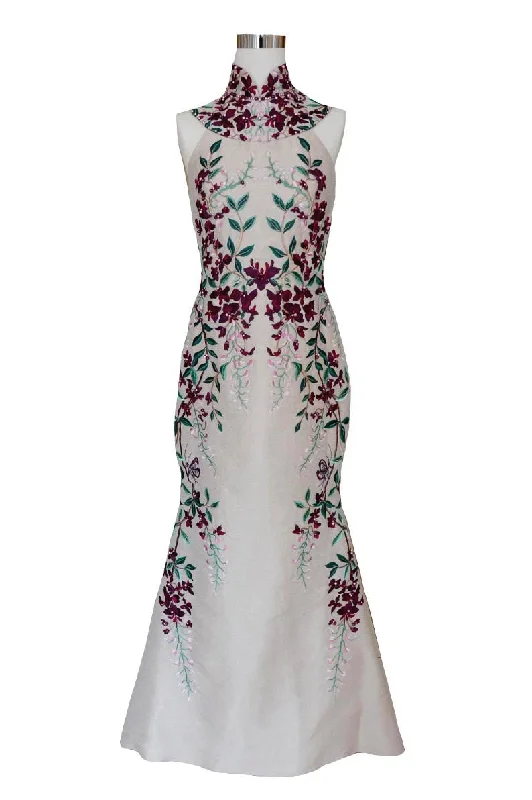 sparkly evening gown-Rent: Anrini Polim Purple Cheongsam Flower Gown