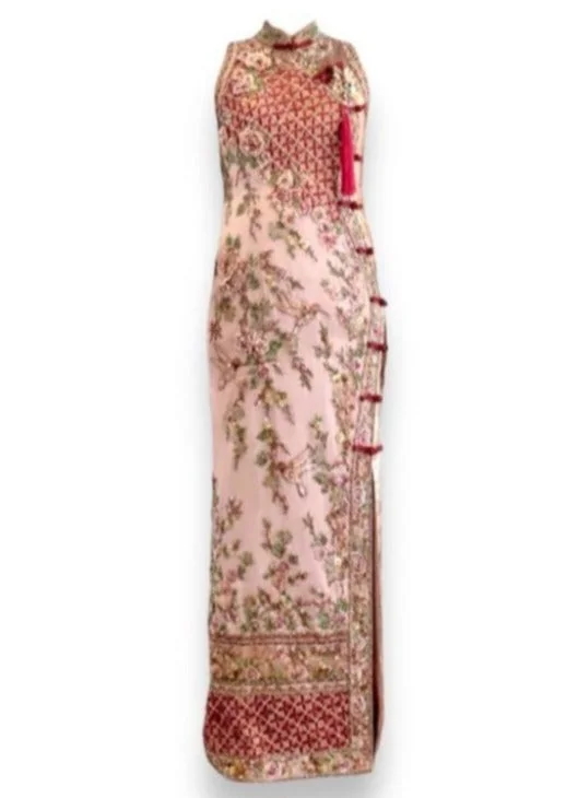 off shoulder evening dress-Rent: Rosegold Gabriella Vania CheongSam Gown