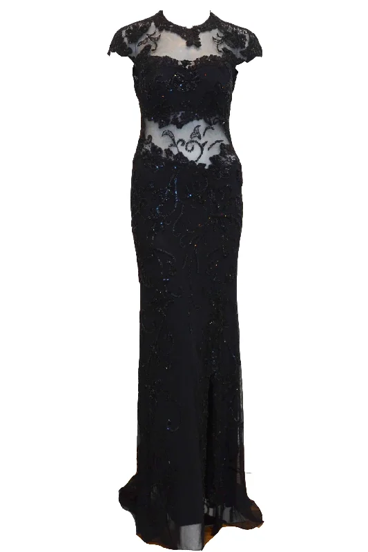 draped evening gown-Rent : Image - Black Sequins Evening Dress