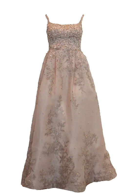 evening dress with bow detail-Rent: Priska Henata Nude Sleevelees Full Beaded Gown