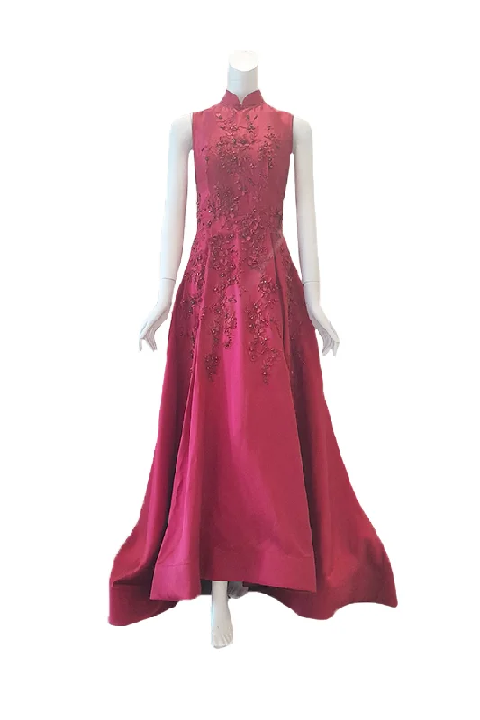 sequined formal evening dress-Rent: Stella Lunardy - Red Cheongsam A- Line Gown